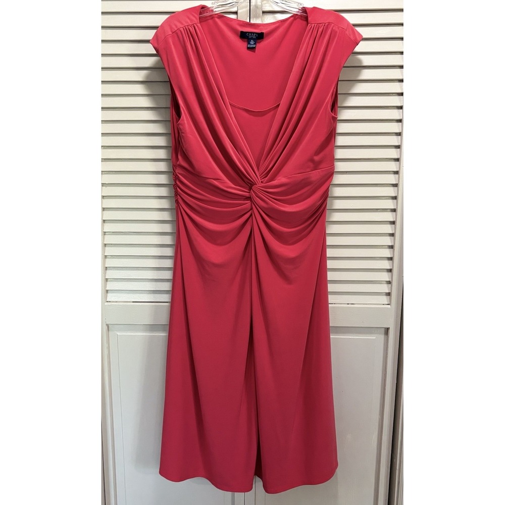 Chaps‎ Pink Fit & Flare Sleeveless Midi Dress Size XL Scoop Twisted Waist Flowy